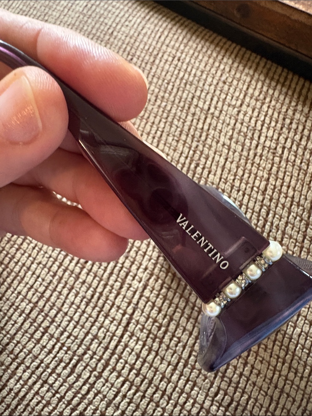 Gorgeous Valentino Plum Sunglasses with Pearl Trim